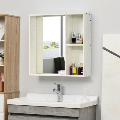 Armoire à pharmacie de 31,5 po x 25,5 po avec miroir, tablette de rangement, armoire de salle de bain au-dessus de la toilette fixée au mur pour le salon et la salle de lavage