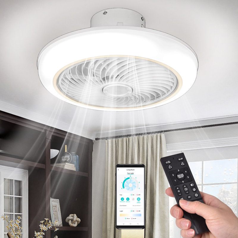 Ventilateur de plafond à DEL 18 po avec télécommande et ensemble d'éclairage inclus Jahsim