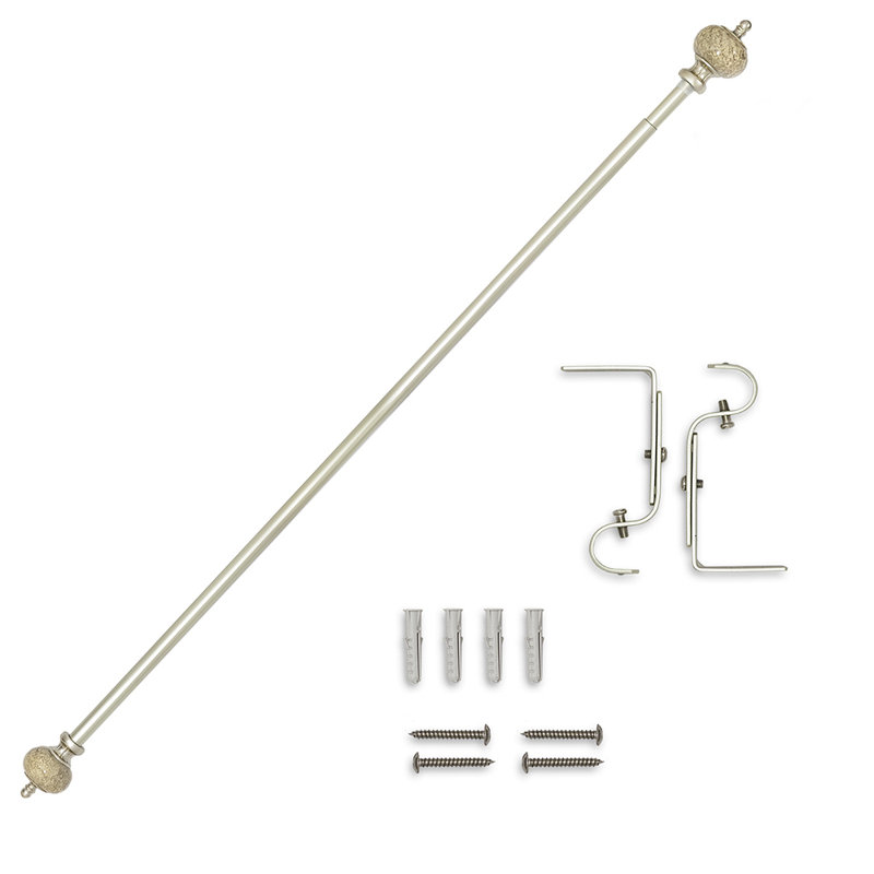 Creswell Aluminum Adjustable 100cm to 190cm Curtain Pole Set