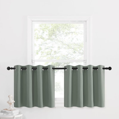 NICETOWN Blackout Small Window Valances, Rustic Farmhouse Curtains Grommet Top Thermal Insulated Window Drapes for Kitchen/Bathroom/Basement, 2 Panels.