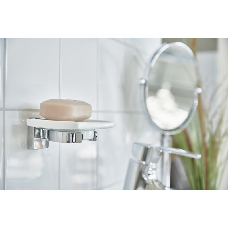 Wall mounted soap dish- polished chrome & porcelain soap dish 