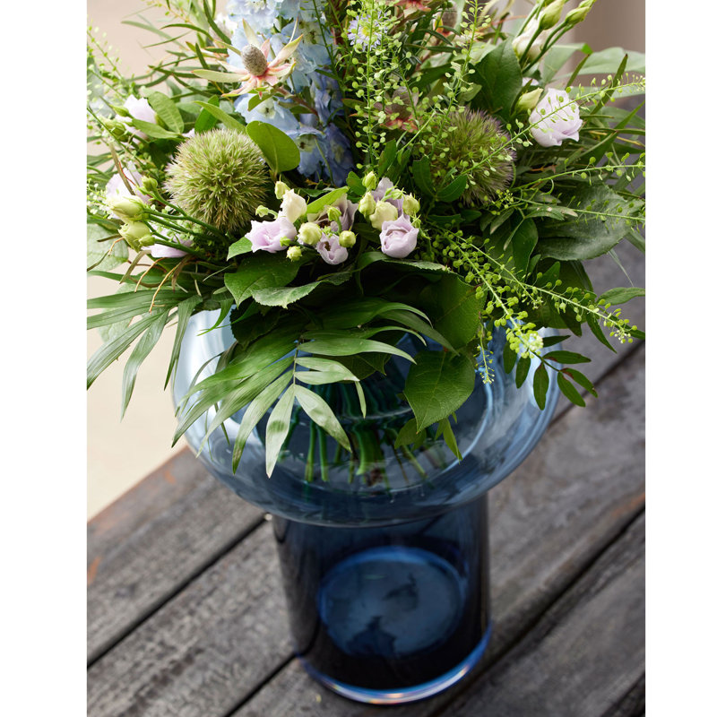 Dalphond Glass Table Vase, 40cm H x 27cm W x 27cm D, Blue/White/Grey