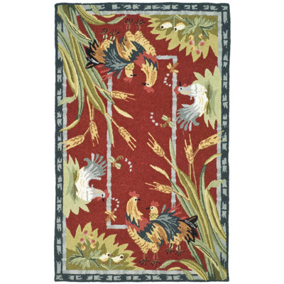Kinchen Hand Hooked Wool Floral Rug