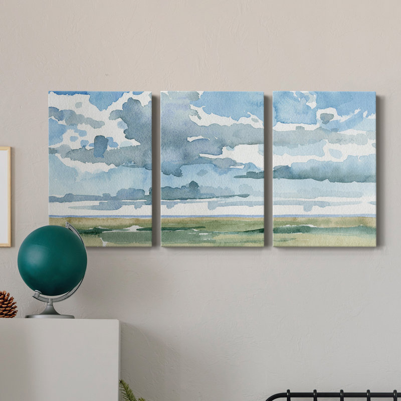 Open Sky Study II - Toile tendue avec châssis de qualité supérieure - Prêt à être accroché, H 18 po x l 36 po x P 1 po