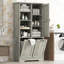 Armoire de rangement pour salle de bain avec portes et tiroirs, panier à linge inclinable, plusieurs espaces de rangement, style autoportant, tablette ouverte, tablette réglable-847736807