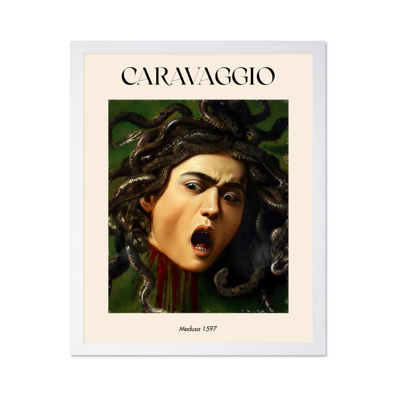 Caravage - Méduse, Poster, White Framed, 08"H x 10"W