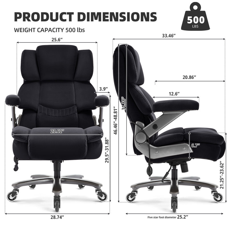 Fauteuil de bureau ergonomique Wayfair Nagib, Noir