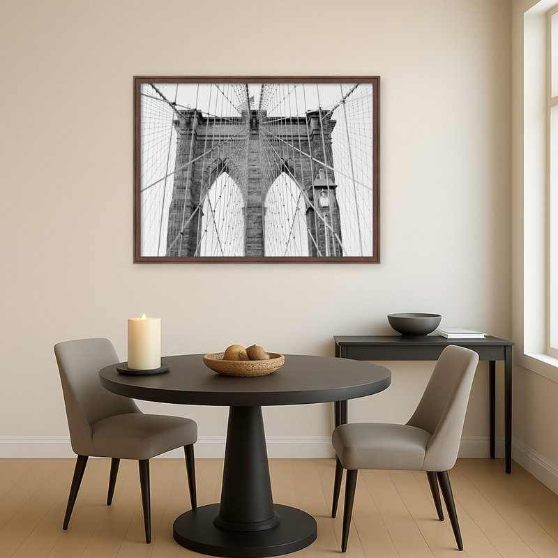 «New York Bridge» par Justine Milton, reproduction d'art sur toile encadrée, Brun moyen Florence