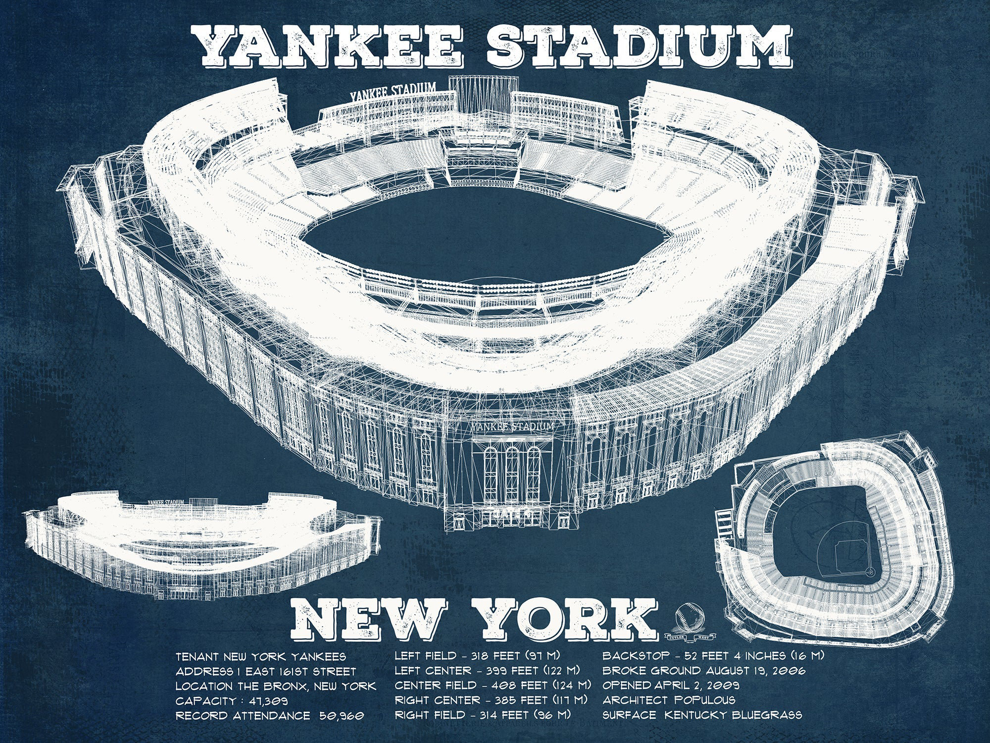 Old Yankee Stadium - New York Yankees - Stipple Art Print