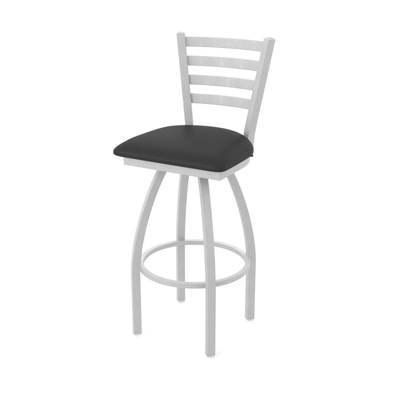 Tabouret pivotant Jackie, Nickel anodisé, Vinyle - vinyle noir, Tabouret de bar (siège d'une hauteur de 30 po)