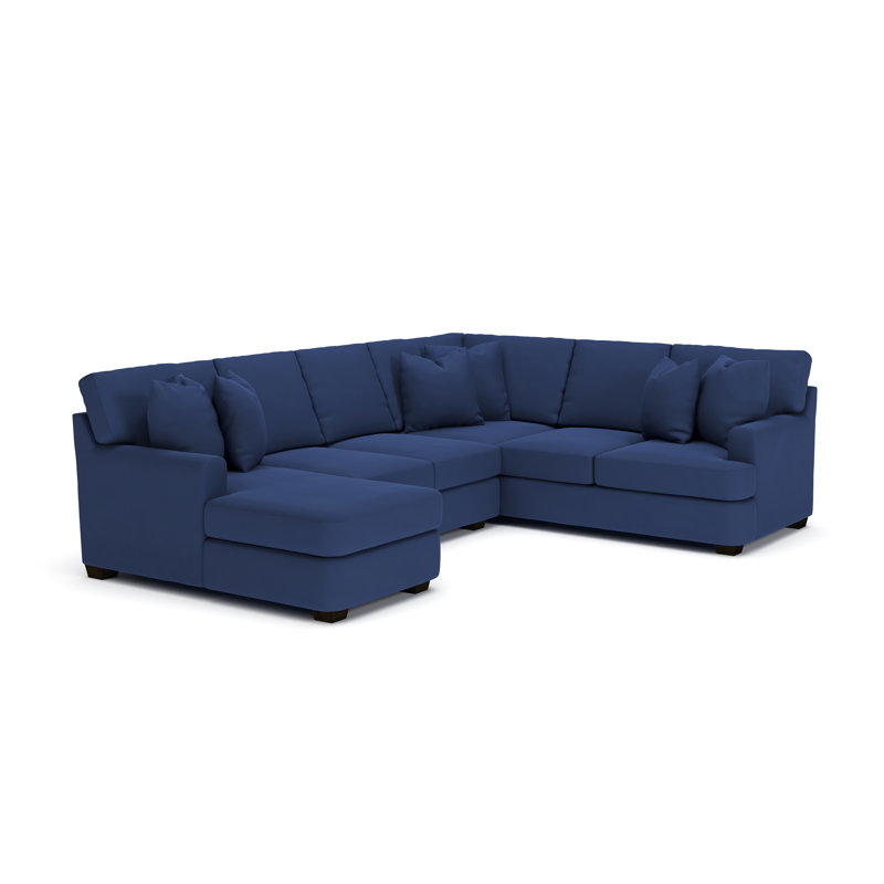 Canapé modulaire de 121 po de largeur Emilio, Accoudoir à gauche (vu de face), Toile bleu marine Sunbrella®