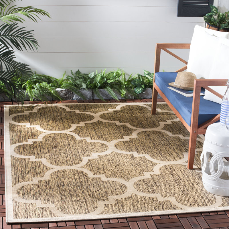 Tapis brun à motif géométrique Herefordshire, Rectangle 6 pi 7 po x 9 pi 6 po