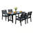 HDPE outdoor patio dining set, one table and four chairs. The outdoor dining furniture has sunshade holes and is suitable. It is suitable for lawns, gardens, backyards, and pool sides.Black,Waterproof-1156822745