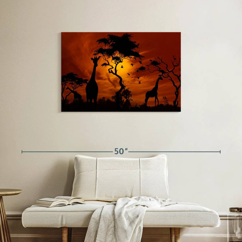 Brampt silhouette de girafes d'Afrique, H 24 po x l 36 po