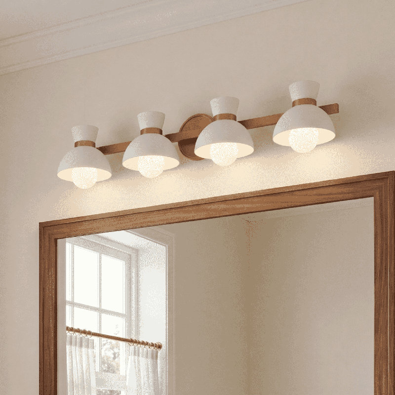 Zurie 4-Light Bathroom Vanity Light In Natural Brass, Natural Brass