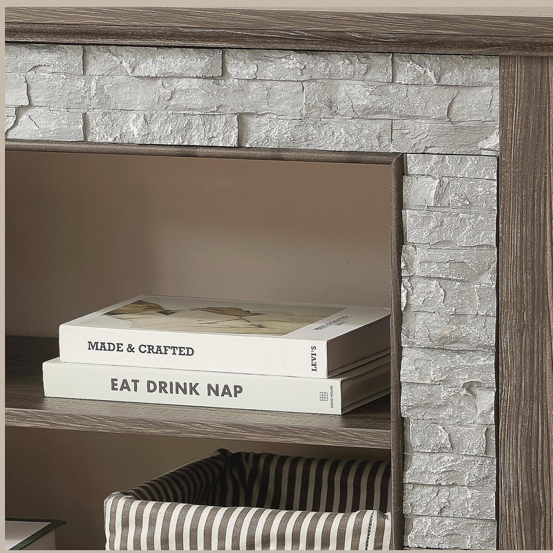 70" Modern TV Stand with 2-Door Storage, Faux Stone Media Console Cabinet, Grey Large Entertainment Center