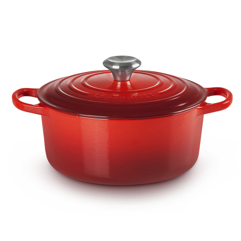 Le Creuset Signature Enameled Cast Iron Round Dutch Oven with Lid, Cerise, 4.5 quarts