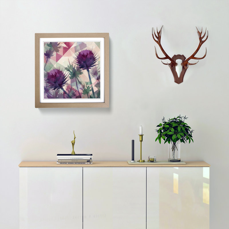 Thistle Geometric - Framed Print, Oak