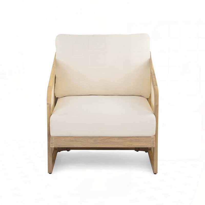 Fauteuil club en bois et textilène
