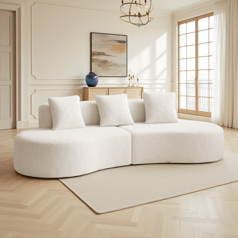 Canapé modulaire courbé 5 places Modern, Blanc