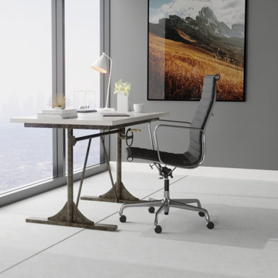 Modern Black 48" W x 30" D Adjustable Crank Writing Desk