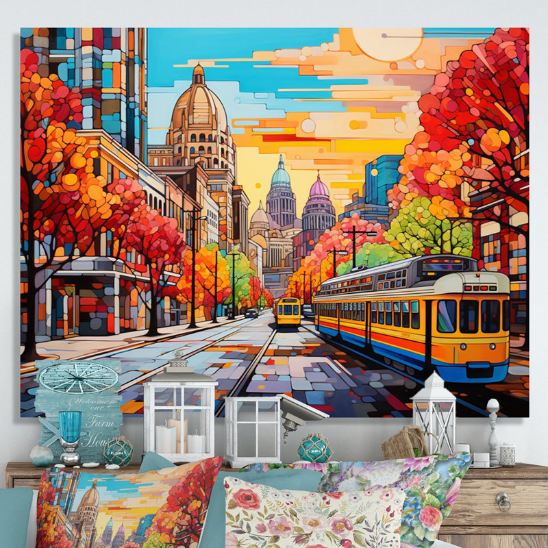 «Colorful City St. Louis City», reproduction sur toile, Encadrement doré, H 12 po x l 20 po x P 1 po