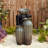 26.75"H 3-Tiered Reactive Glaze Fluted Textured Ceramic Outdoor Floor Fountain With Pump And LED Light (KD)-1069422239