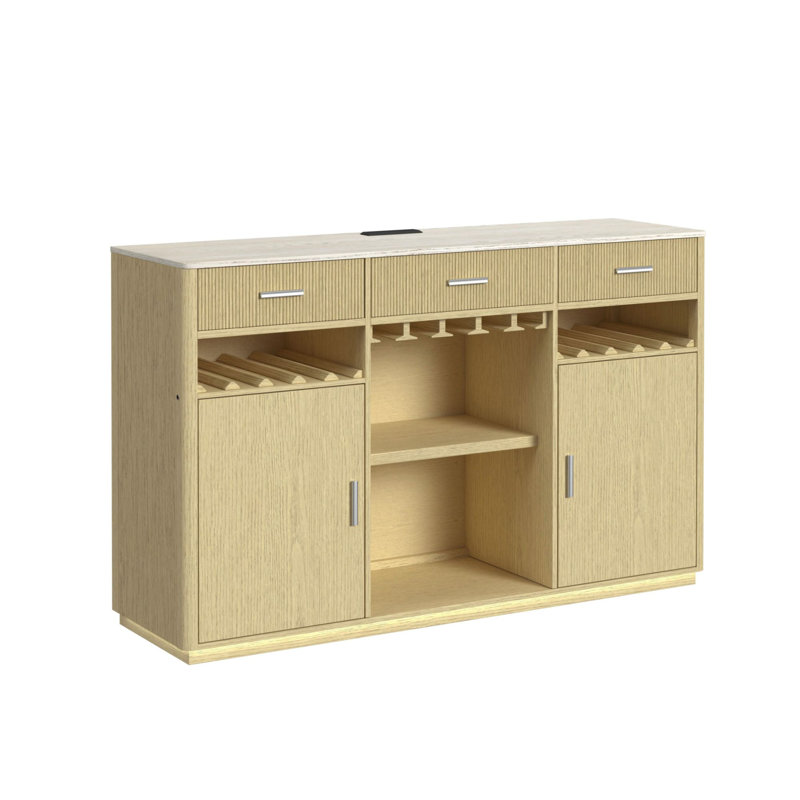 Buffet Galan avec DEL et alimentation blanc cassé et naturel