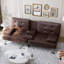 Canapé-lit futon convertible pliable en similicuir avec 2 porte-gobelets-1314274331