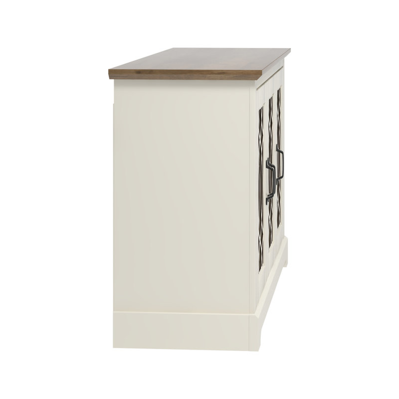 Buffet Eleana de 45,7 po de largeur, Ivoire / chêne noueux