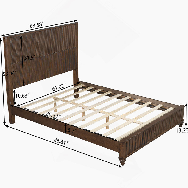 Ensemble de chambre à coucher 3 pièces avec lit et 2 tables de chevet, Noyer, Grand lit