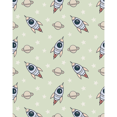 Childrens Space Rocket Wallpaper