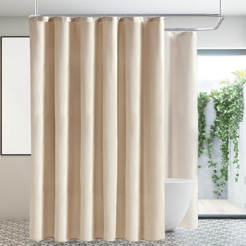 Rideau de douche robuste en lin texturé, 1 panneau (beige)