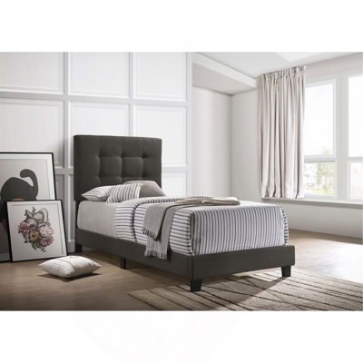 Charcoal Tufted Twin Panel Bed