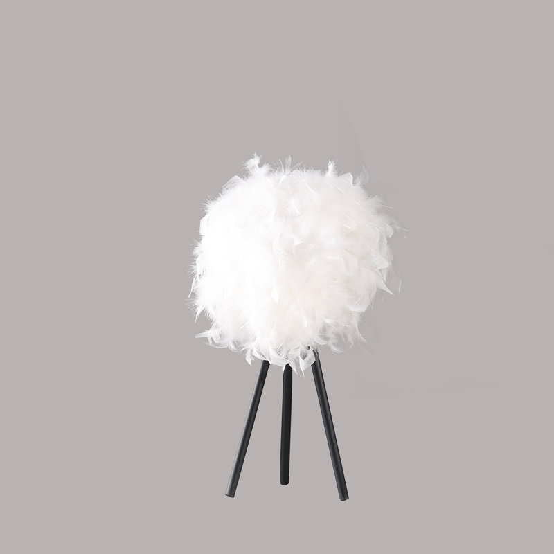 Lampe de table moderne en métal avec abat-jour 20,5 po, Blanc