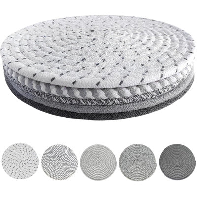Paquet de 5 sous-vêtements en coton tissé de 8 pouces - Coussinets chauffants antidérapants résistants à la chaleur pour comptoir de cuisine, table de salle à manger et décor de maison de campagne