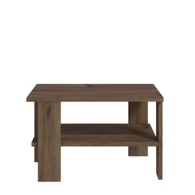 Rustic Coffee Table with Wall-Mount Option, Antique Walnut Finish, 23.6 x 14.6 x 14.6 inches | 100% Melamine Coated Particle Board, 0.71 inches Thick | Features Multiple Shelves, Stylish and Functional Design for Living Room