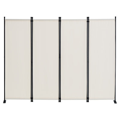 Paravent, diviseurs de pièce à 4 panneaux et écrans d'intimité pliants, cloisons de séparation en tissu pour bureau, chambre à coucher, salle à manger, bureau, autoportant, blanc