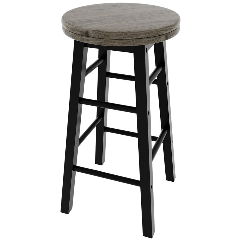 Swivel Solid Wood Counter Stool, Black