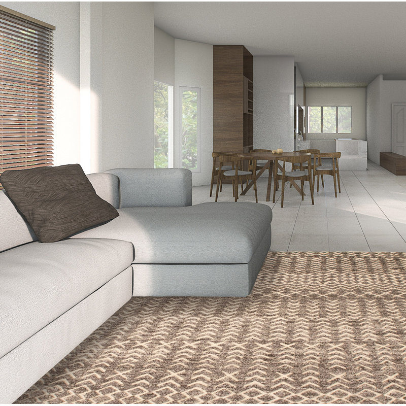 Tapis décoratif en laine de conception unique 5 pi 4 po x 7 pi 6 po noué à la main New Age Ivoire