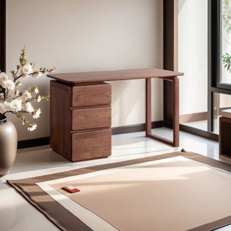 Bureau d'étude moderne en noyer avec tiroirs