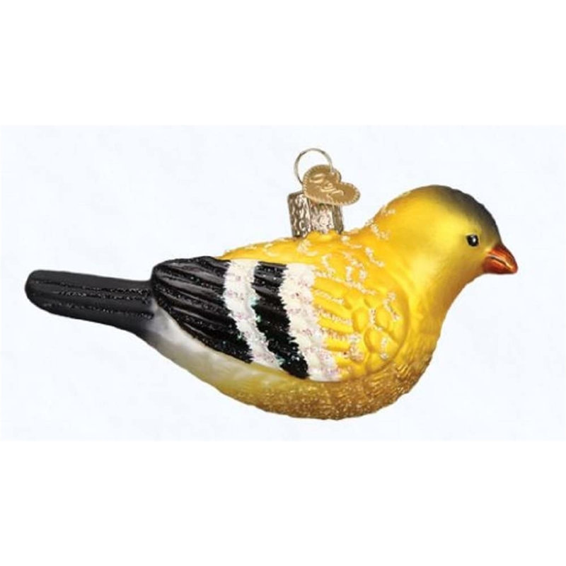 Golden Yellow Glass American Goldfinch Ornament