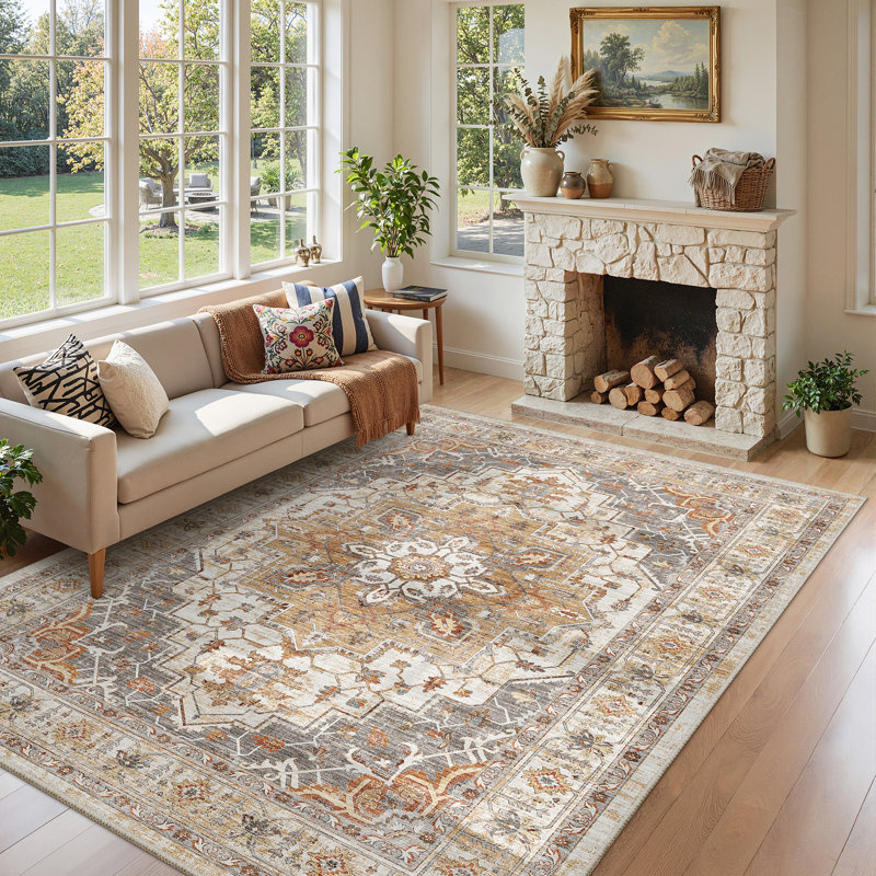 Tapis antidérapant Malila, Rectangle 5 pi x 7 pi, Gris