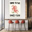 «Dancing Cat Invitation Playful Retro Whimsical Cat», reproduction d'art murale-129774383