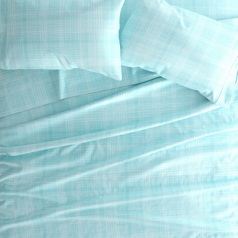 Simply Soft™ Thatch Pattern Microfiber Sheet Set, Queen Sheet Set with Fitted Sheet and 2 Pillowcase, Aqua