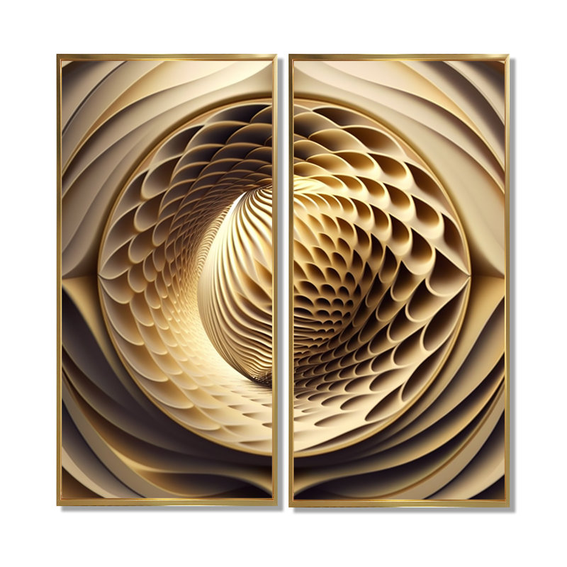 Impression sur toile Op-Art Retro Gold, 40" H x 40" W, Impression encadrée flottante, Gold