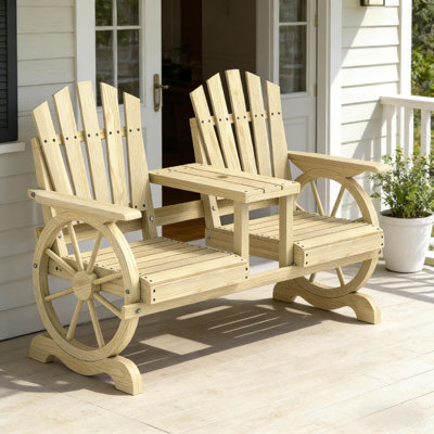 Banc de jardin stable en bois, banc de jardin 2 places