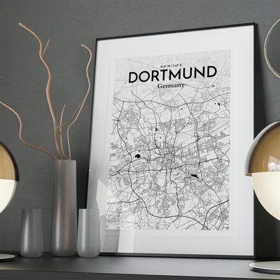 Dortmund City Map In Ink - No Frame Print