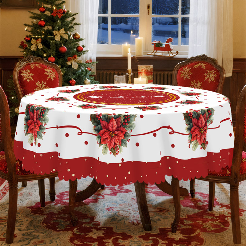 Nappe décorative sur le thème de Noël avec motif d'arbre de Noël lavable en machine