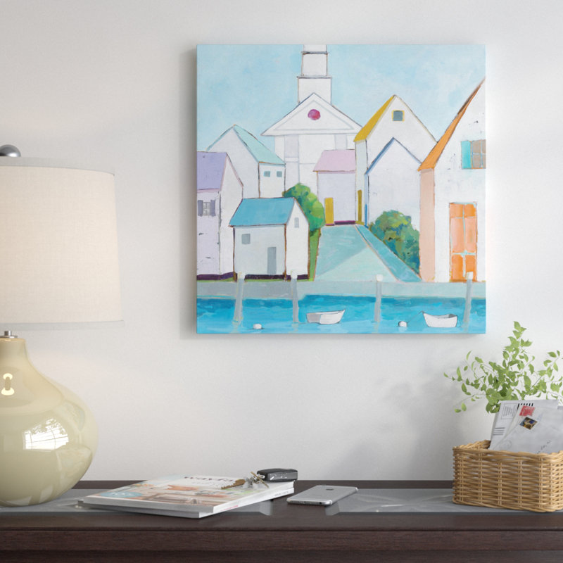 « harbor town iii », reproduction d’art sur toile, H 26 po x l 26 po x P 1,5 po, Toile tendue, Pas de tapis